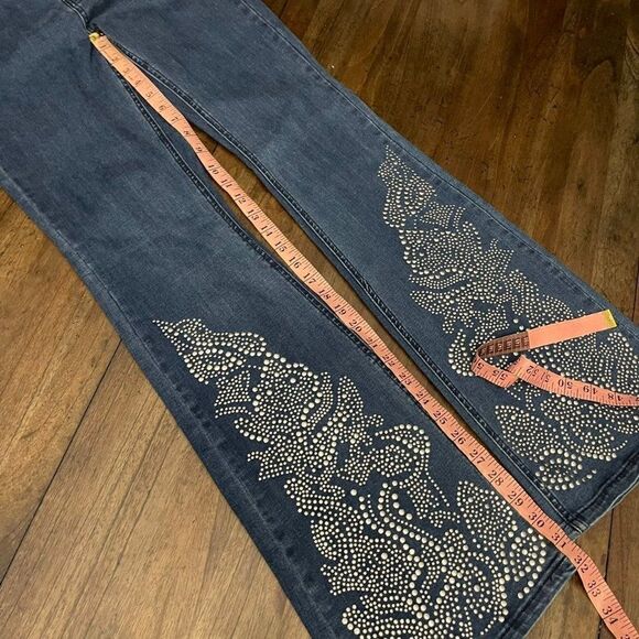 Studded Denim Flared Jeans - Picture 10 of 15